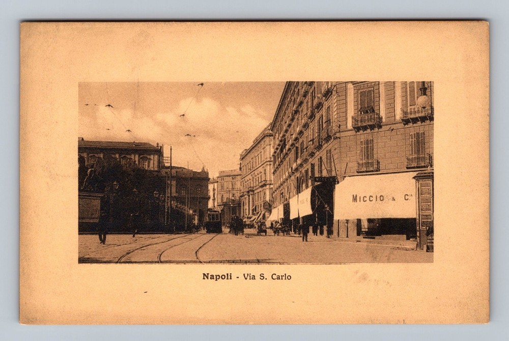 Italy- Naples Campania S. Carlo Street Postal Old Card View PC Vintage Postcard
