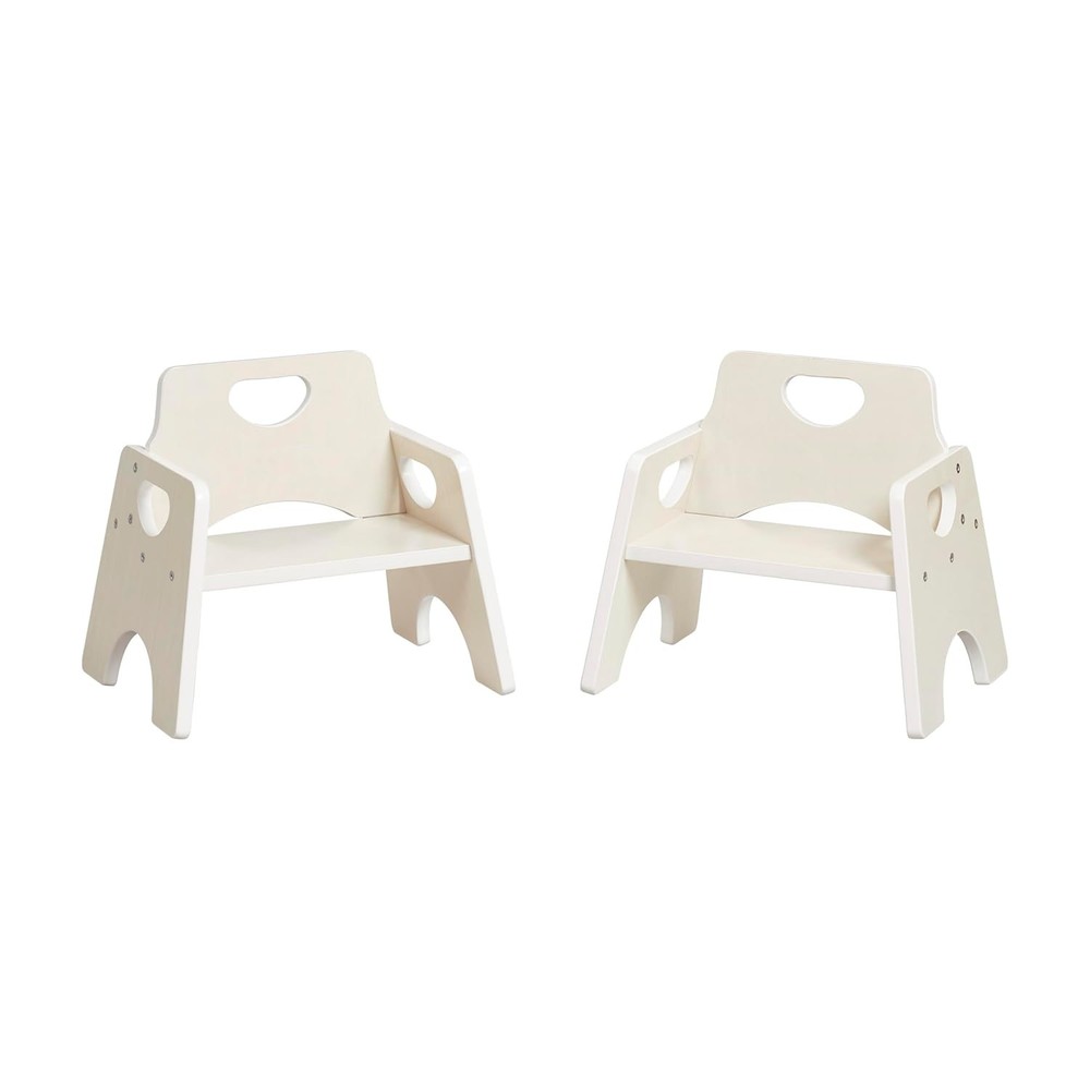 ECR4Kids Stackable 6in White Wash Wooden Toddler Chair for Kids