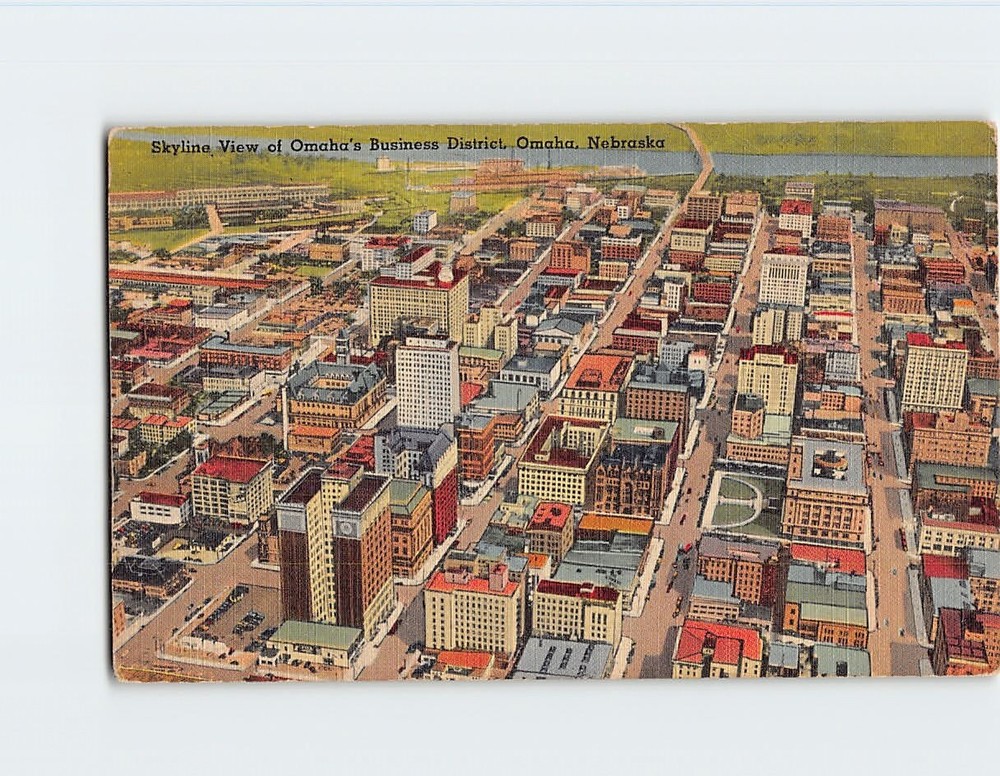 Postcard Skyline View Omaha's Business District Omaha Nebraska USA