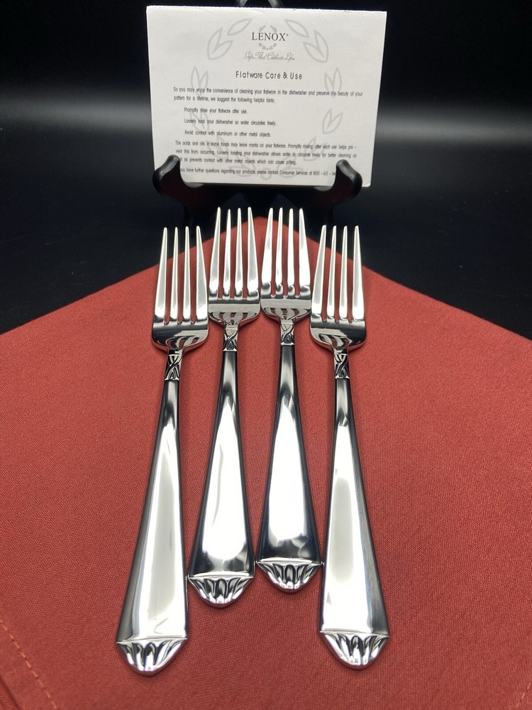4 Lenox British Colonial 18/10 Stainless Dinner Forks 8-1/8” Glossy New unused