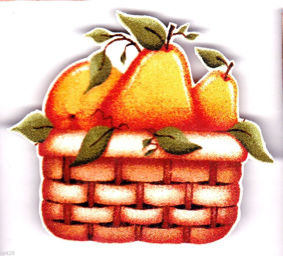 pears fruit basket fabric applique iron on not embroidered 3 inch 1pc USA