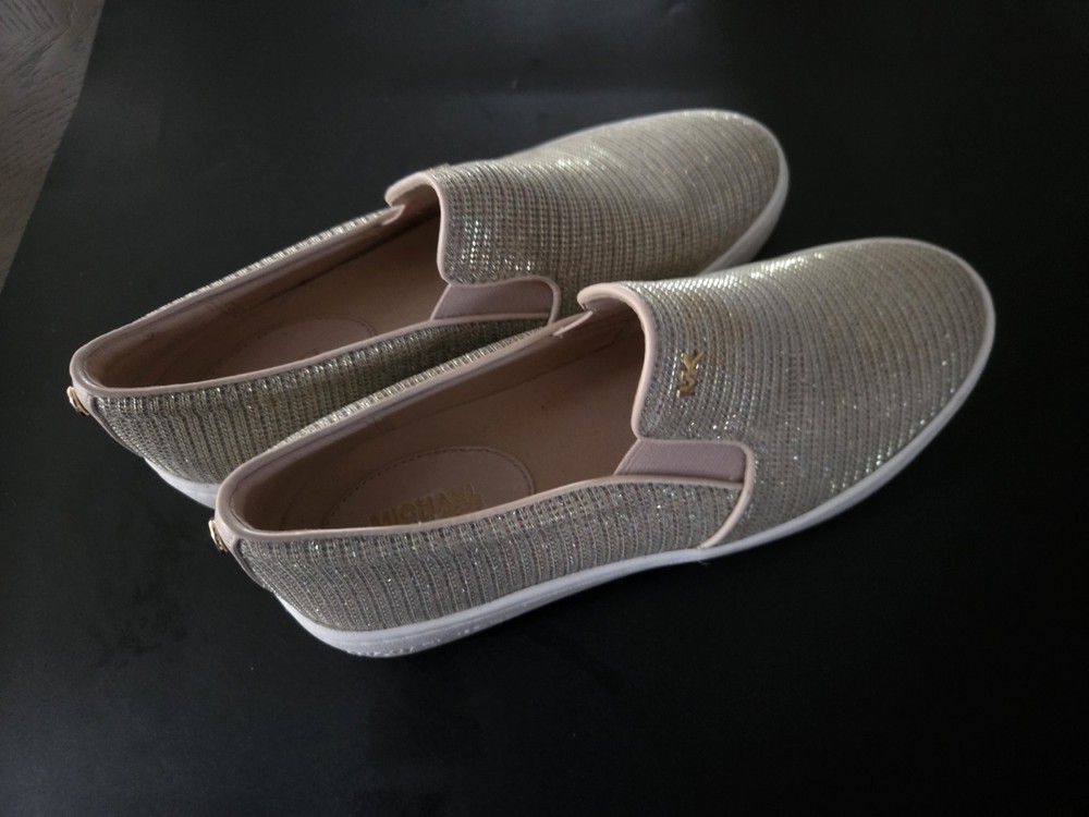 Michael Kors Skyler Knit Slip On Sneakers Rose Gold Size 6