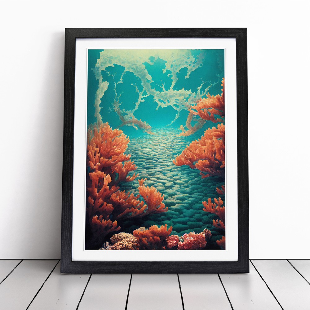 Illuminated Coral Reef Wall Art Print Framed Canvas Picture Poster Decor