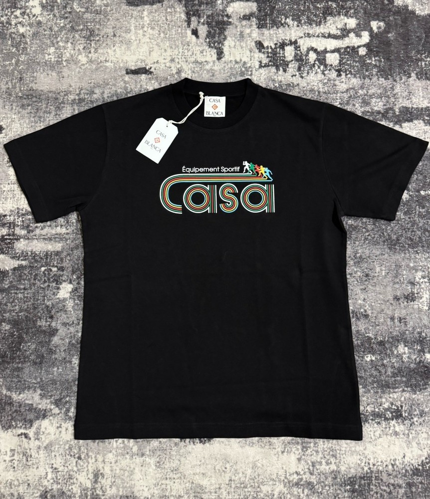 CASA BLANCA Black Cotton Jersey Graphic Logo Men's T-Shirt Size S