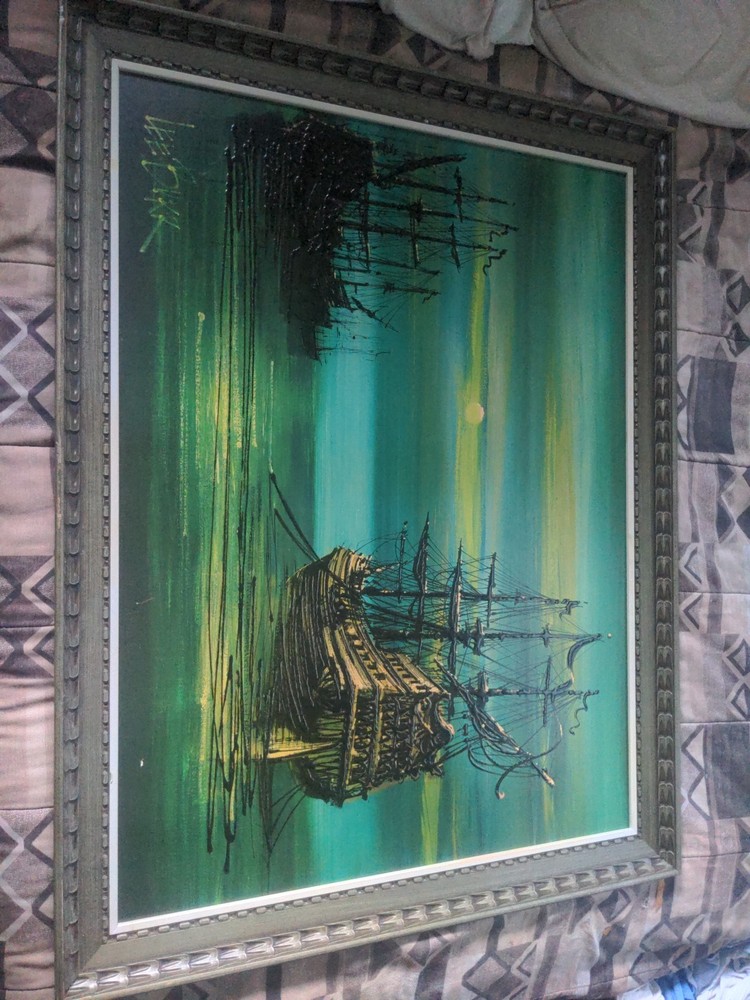 Ships at sea: Mystic Galleons Green by Lee Reynolds Burr