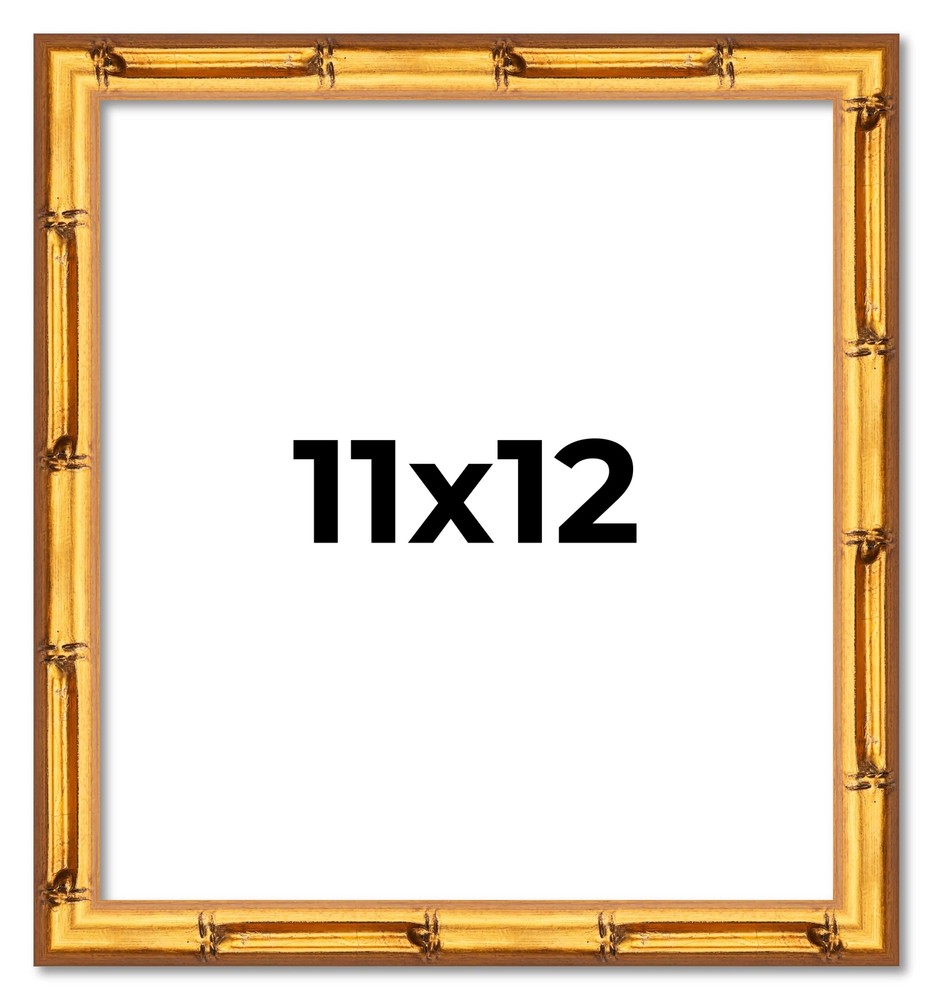 11x12 Frame Gold Bamboo Solid Wood Picture Frame | 1 Inch Moulding Width | Inter