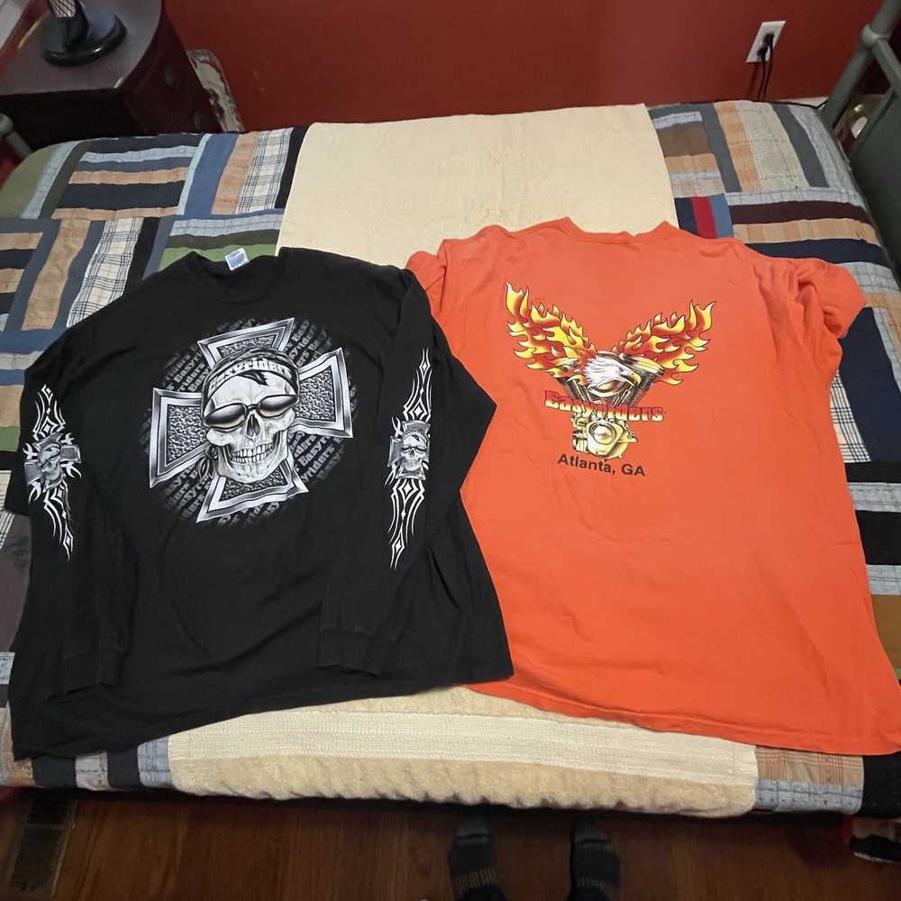 Two Vintage Anvil Easy Rider  Motorcycle T Shirt 3XL Tee Shirt Lot