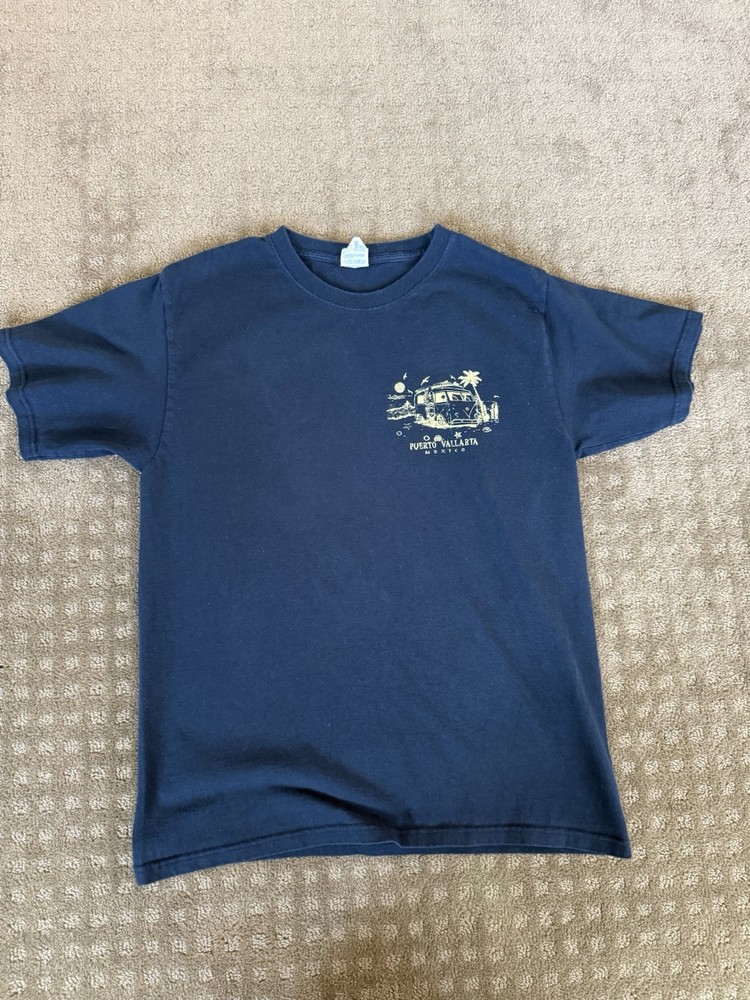 Yazbek Puerto Vallarta Mexico Graphic Navy Blue Men's Heavyweight T-Shirt M