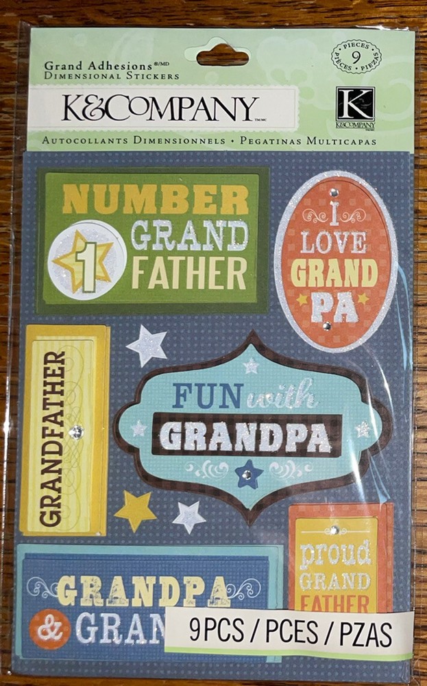 K&Company World’s Best Grandpa Scrapbook Stickers for Grand-Papa Abuelo Father-image