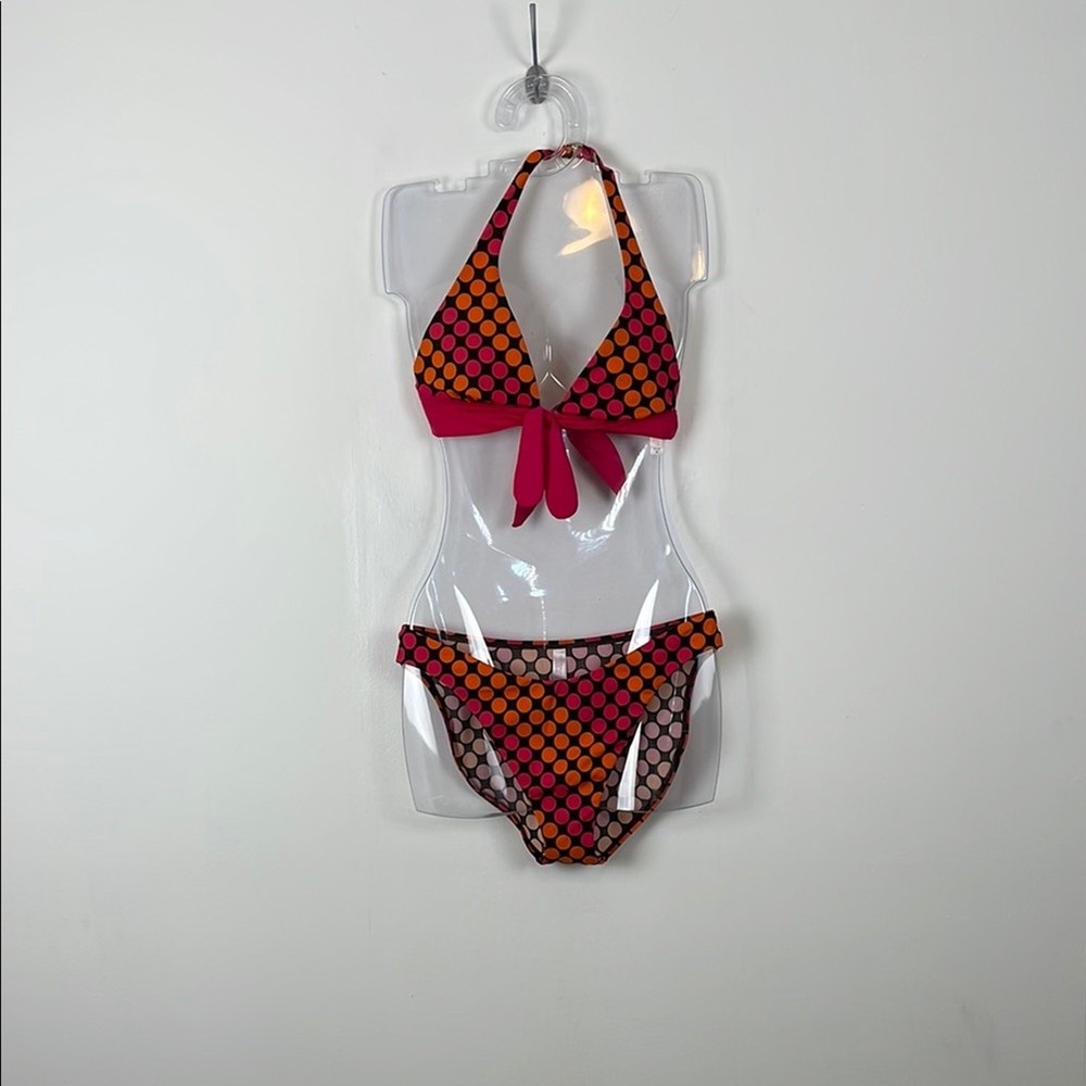 Victoria's Secret Women's L Polka Dot 2 Piece Lightweight Halter Top Bikini Set