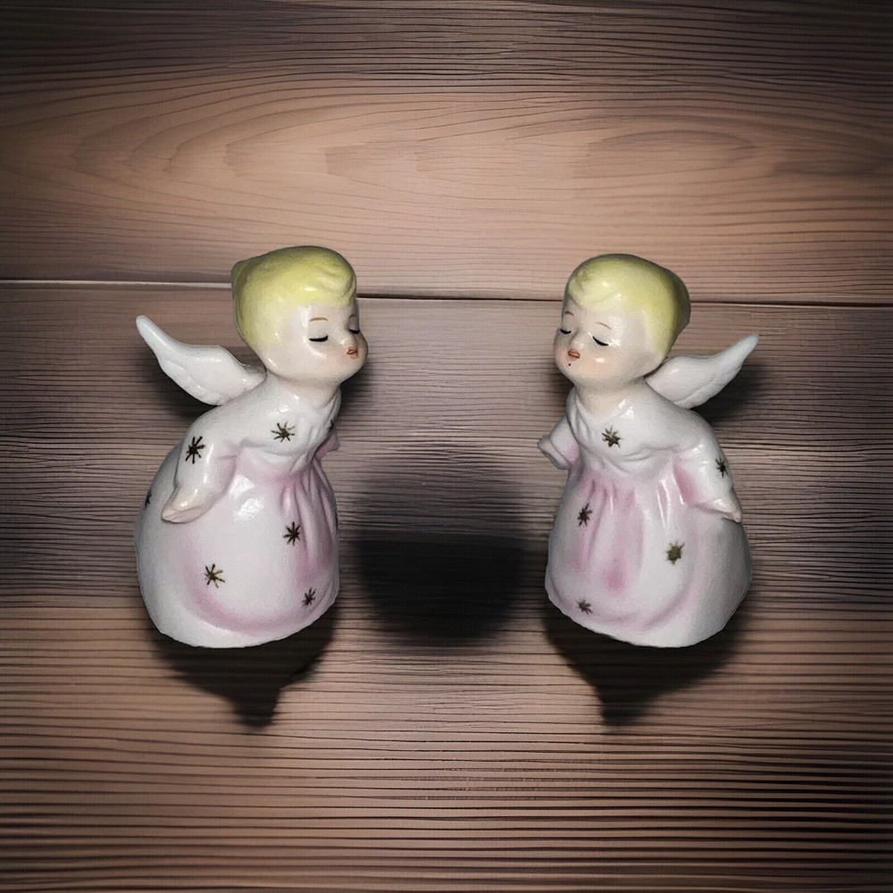 2 VINTAGE 1950’s PORCELAIN KISSING GIRL ANGEL SCHMID BROTHERS JAPAN