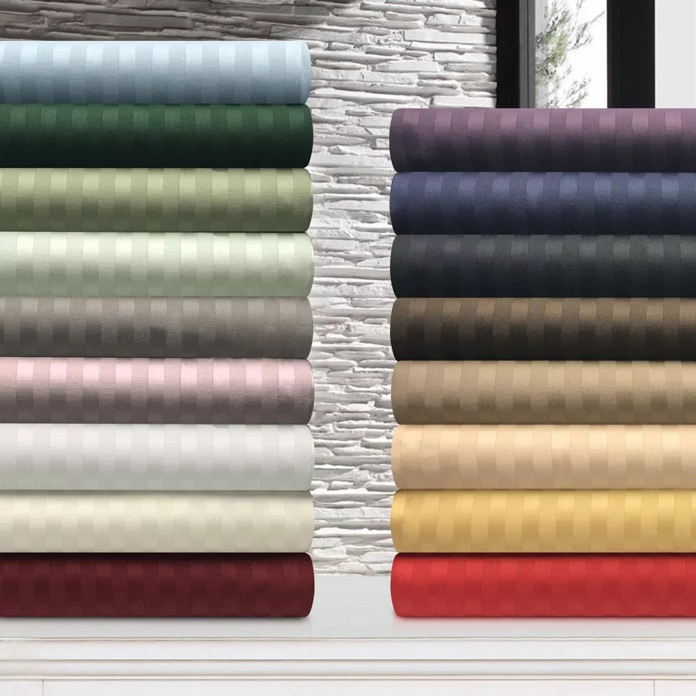 Full XL Size Bedding Sheets Egyptian Cotton 1000-1200 Thread Count Stripe Colors