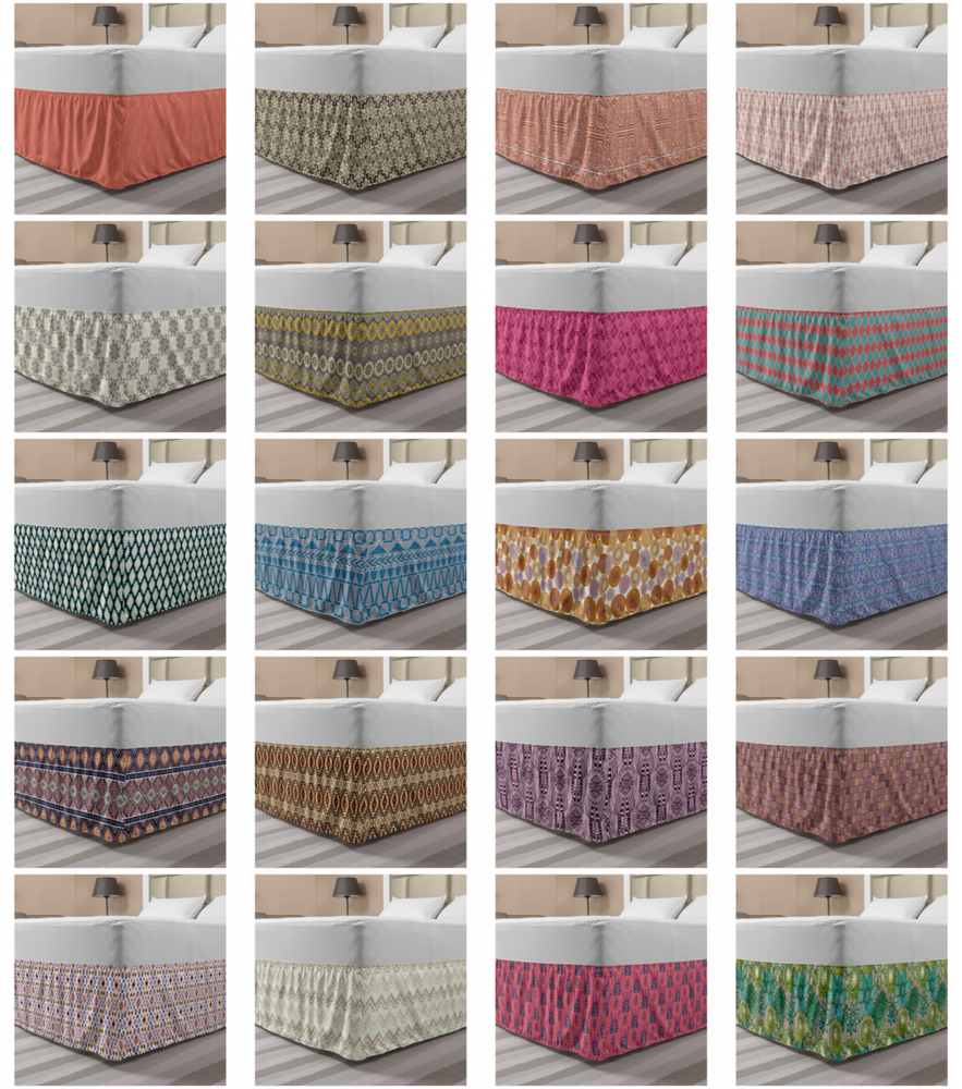 Ambesonne Ethnic Design Bedskirt Elastic Wrap Around Skirt Gathered Design