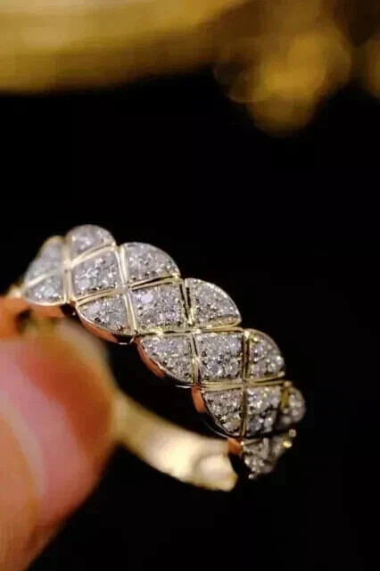 2 Ct Round Simulated Diamond 14k Yellow Gold Plated Wedding Eternity Band Ring