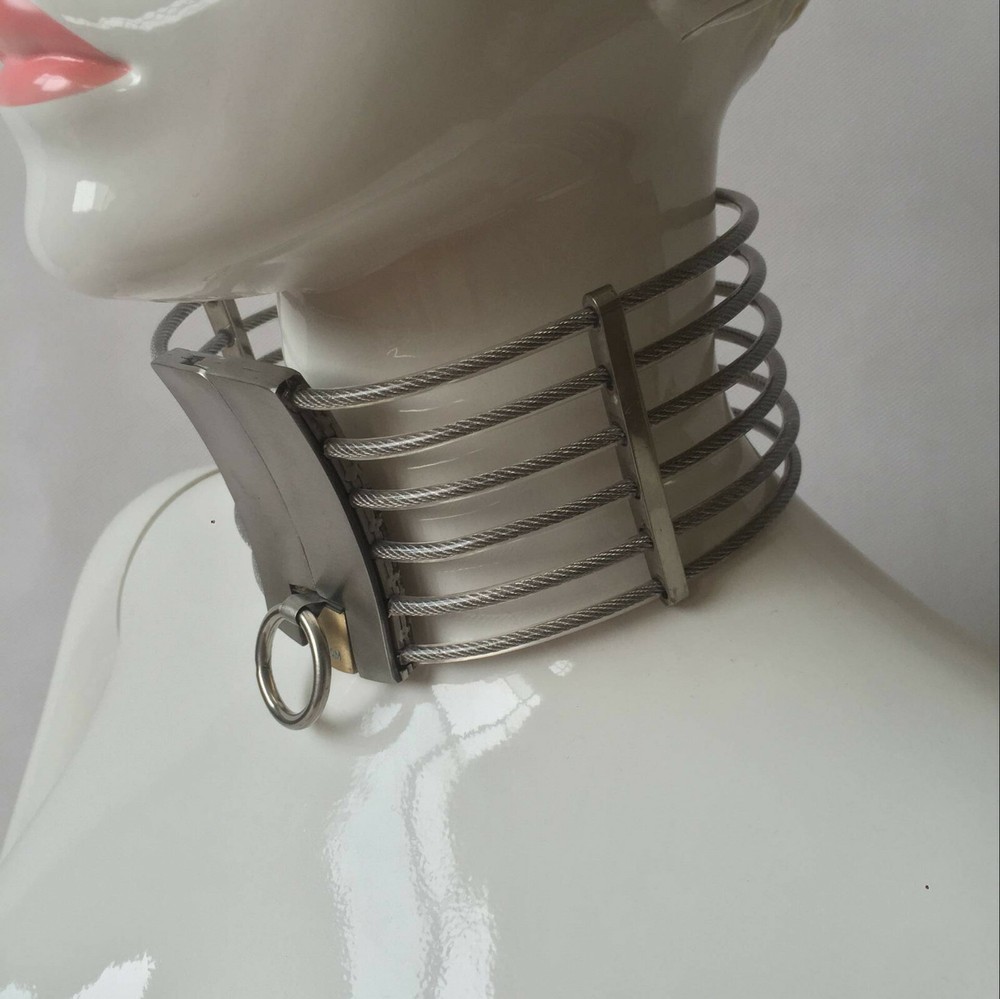 New Stainless Steel Posture Collar Neck Corset Rstraints Necklace Adult Play