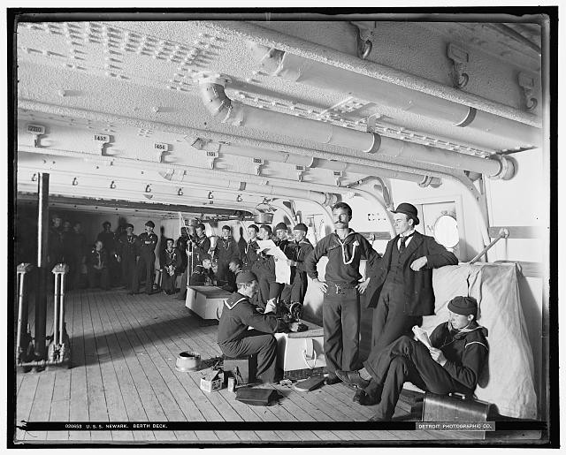 Photo:Newark Cruiser U.S. Navy Berth Deck Sailors Crew Quarters 1890s