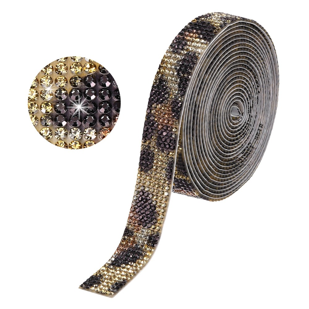 Self Adhesive Leopard Print Rhinestone Strips 3 Yards for Crafting
