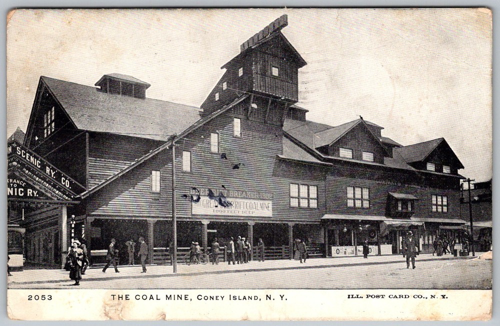Antique Postcard The Coal Mine Coney Island, NY 1900s