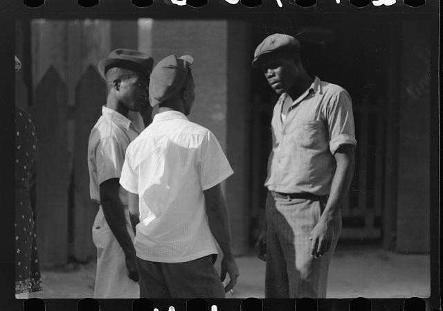 Photo:1930s African American Men Conversation Outdoor Street Scene