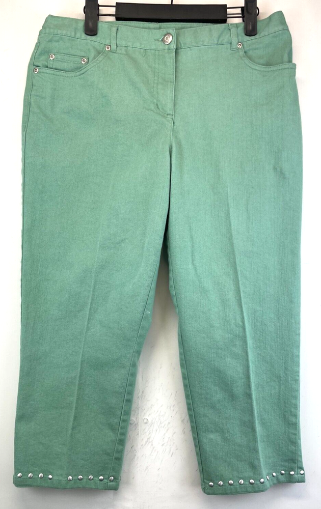 Ruby Rd. Petite Capri Pants - Womens Size 12P - Green - Studded (2087)