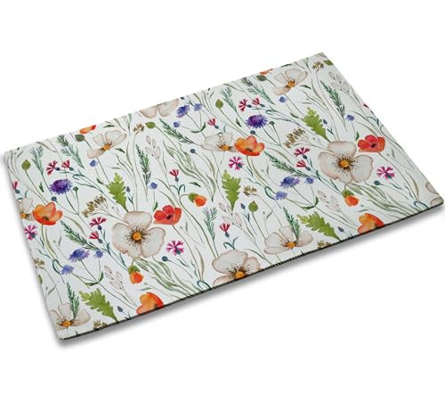 Wildflowers Welcome Mat Green Herbs Floral Spring Summer Door Decor