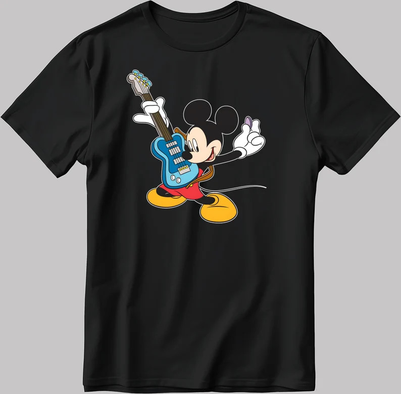 Disney Funny Mickey Mouse Play Guita T-SHIRT Unisex3