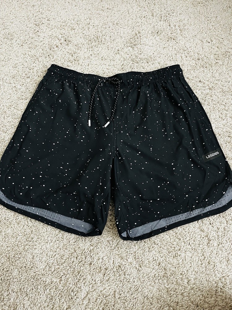 Legends Luka 7” Men’s XL Black Speckled Lined Athletic Gym Shorts