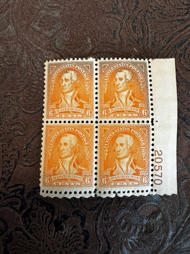 Vintage Plate Blocks No 711 Unused Unique Color Stamps