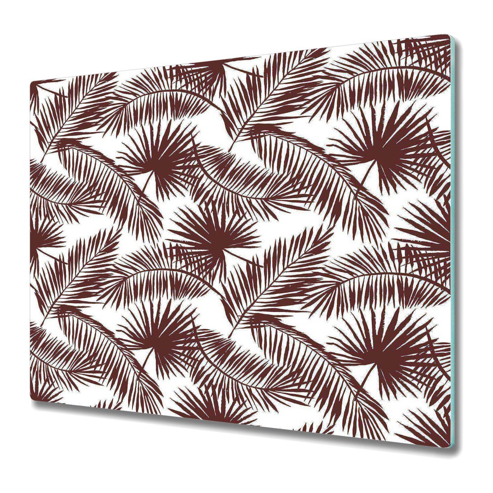 Glass Chopping Board Exotic Palm Leaves | Tropical Illustration | 60x52