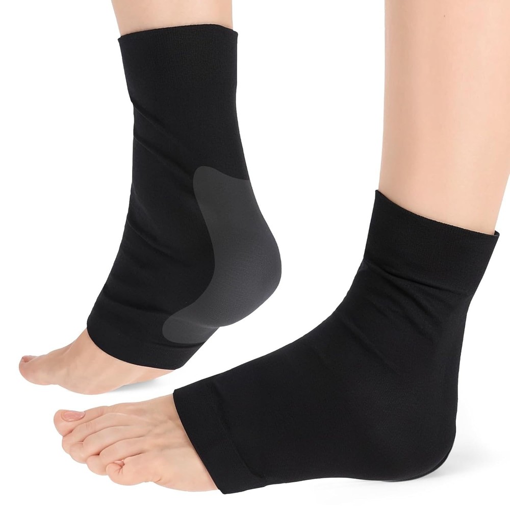 2 Pcs Achilles Tendon Heel Protector Compression Padded Sleeve Socks Premium Gel-image