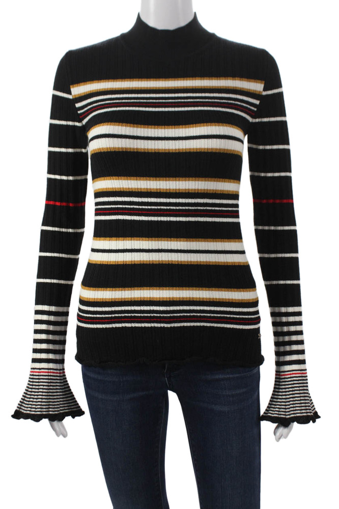 Sonia Rykiel Women Black Striped Wool Turtleneck Pullover Long Sleeve Size XSFree Shipping in US $100+ Orders | $6.95 Orders Below