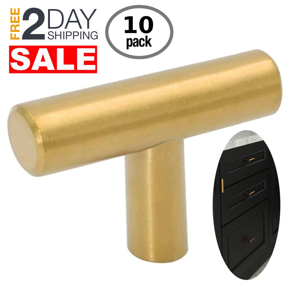 10 Agarraderas 2 Pulgadas Doradas Manillas Para Cajones Gabinetes De Cocina Set