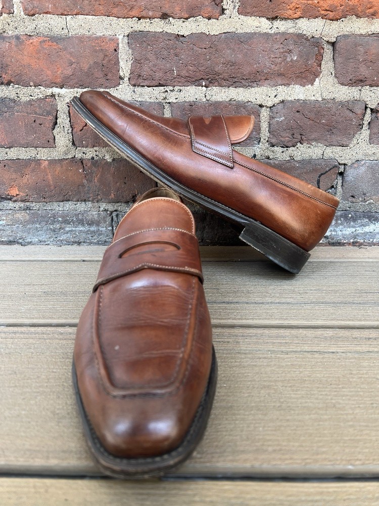 Bally Light Brown Loafers Leather Footwear Men Size 9 US Slip On Dress Shoes
