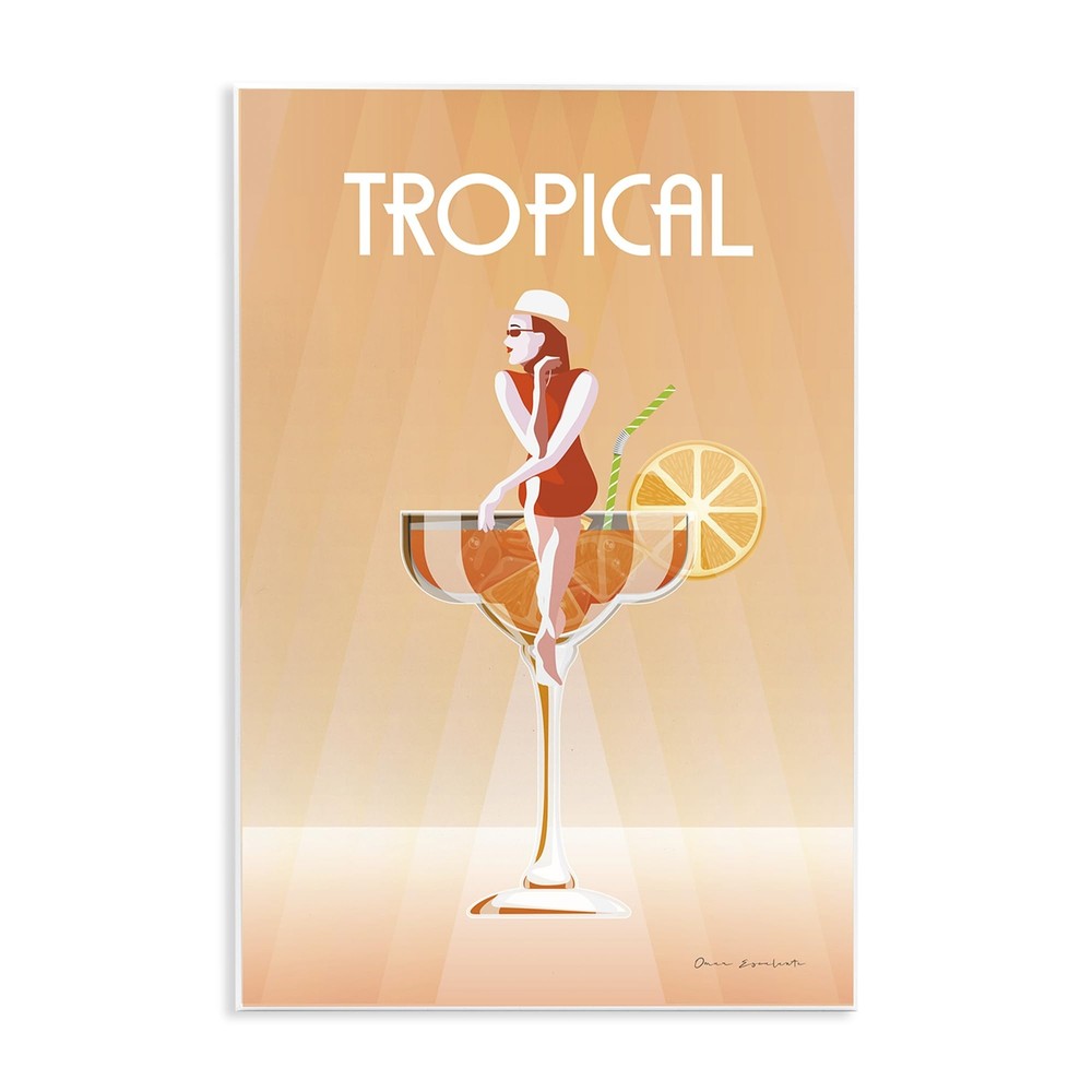 Tropical Drink Girl Wall Plaque Art Design by Omar Escalante