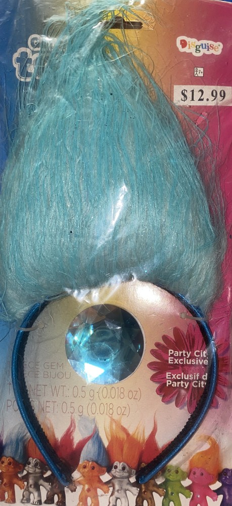 Girls Trolls Blue Headband + Belly Gem Halloween Costume Accessory Child/Adult