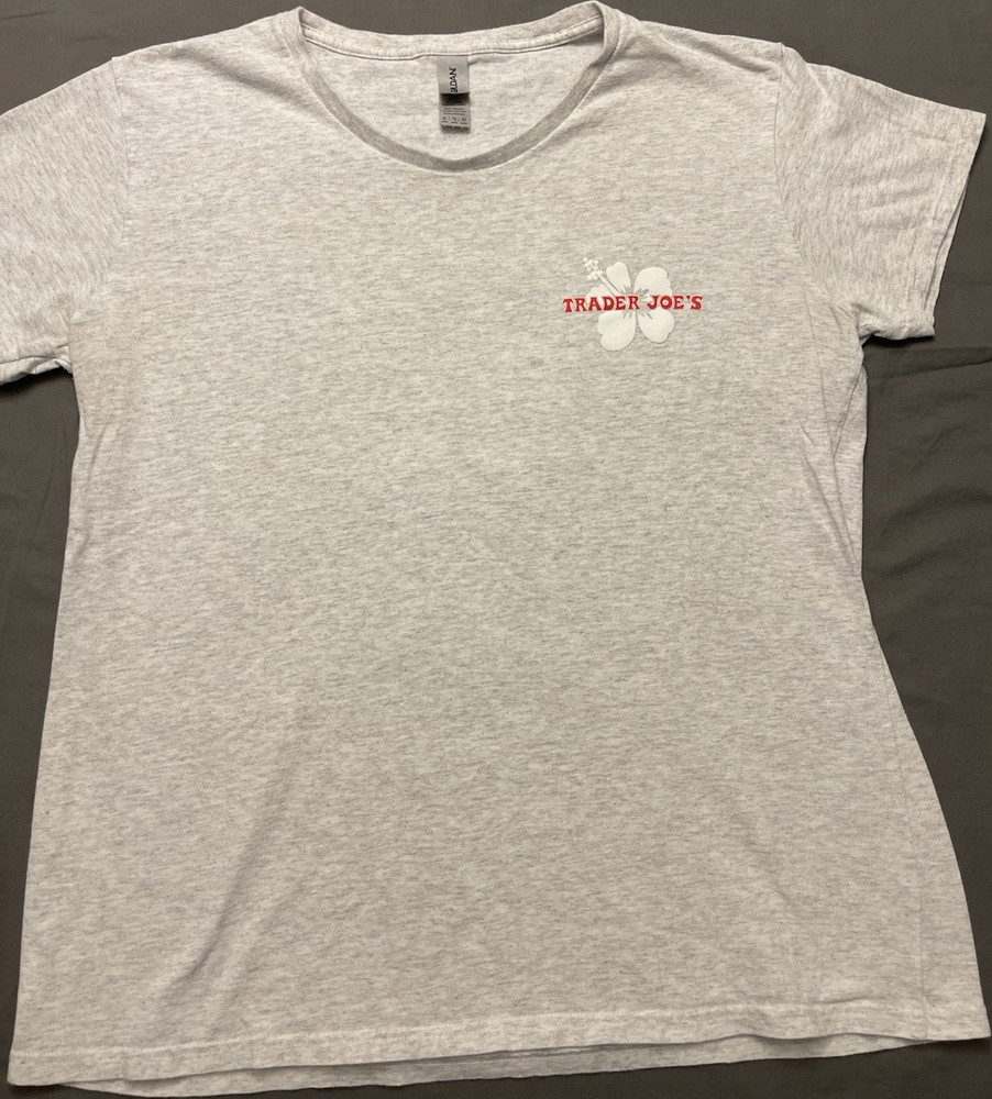 Trader Joe's Womens Cut XL Heather Grey Hibiscus  Short Sleeve
