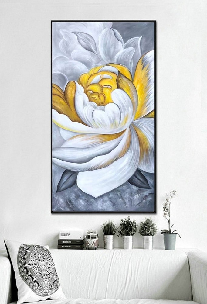 Hand Painted Wall Art Modern Abstract Flowers Oil Painting on Canvas Home Decor