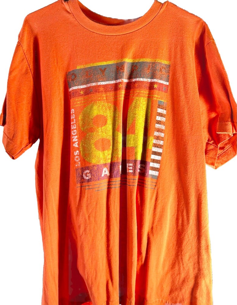 🚨USA Olympic Games '84 Los Angeles Orange 50/50 Graphic Print T Shirt Adult L