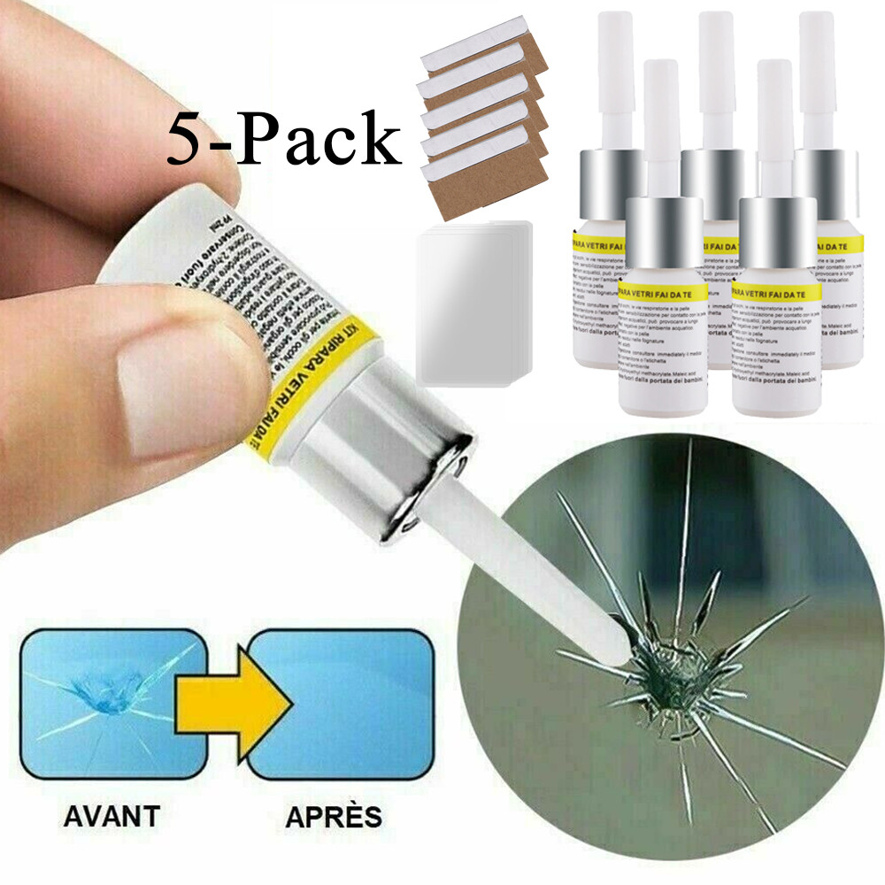 5 Pack Auto Glass Nano Repair Fluid Car Windshield Resin Crack Tool Kit US Ship