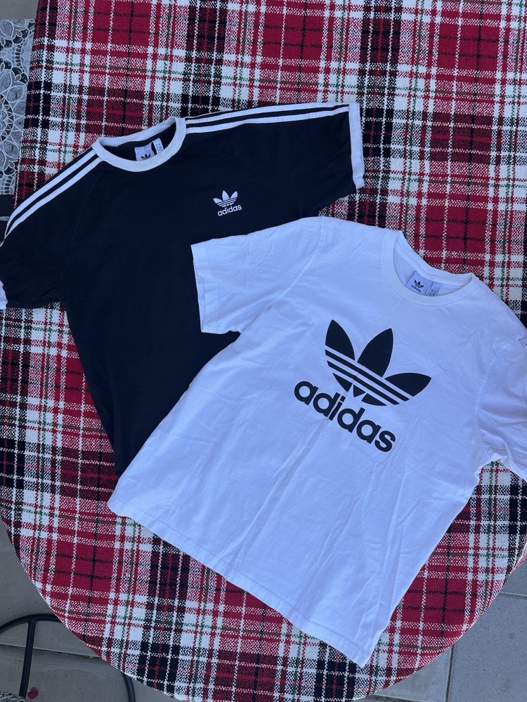 Pair of T-shirts Adidas Originals for Mens Size L 100% Cotton Black/White