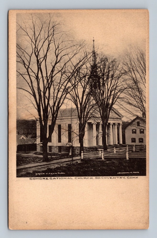 Vintage Congregational Church South Coventry Connecticut Postcard