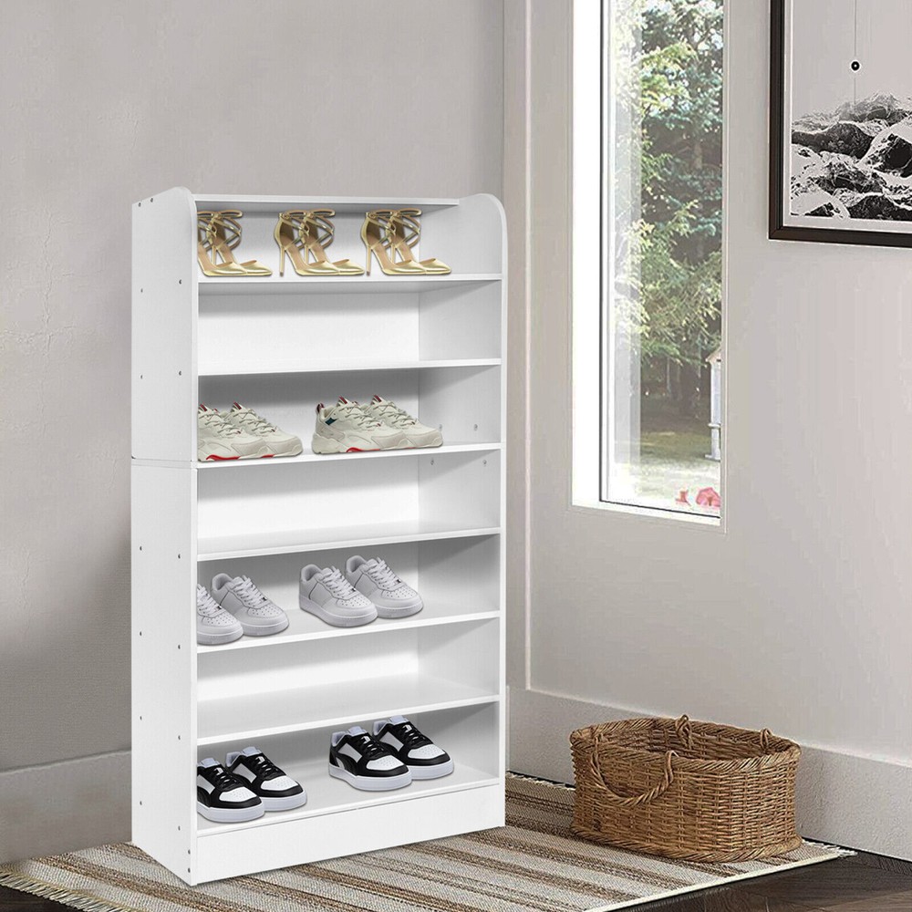 Farmhouse Shoe Storage Cabinet with 4 Flip Drawers and Top Shelf Organizer  
