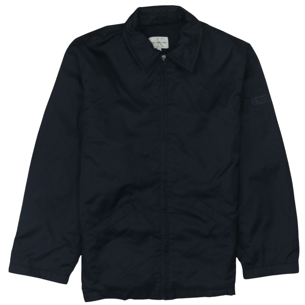 Calvin Klein Mens Windbreaker Jacket Black Full Zip Pockets Lightweight Coat S