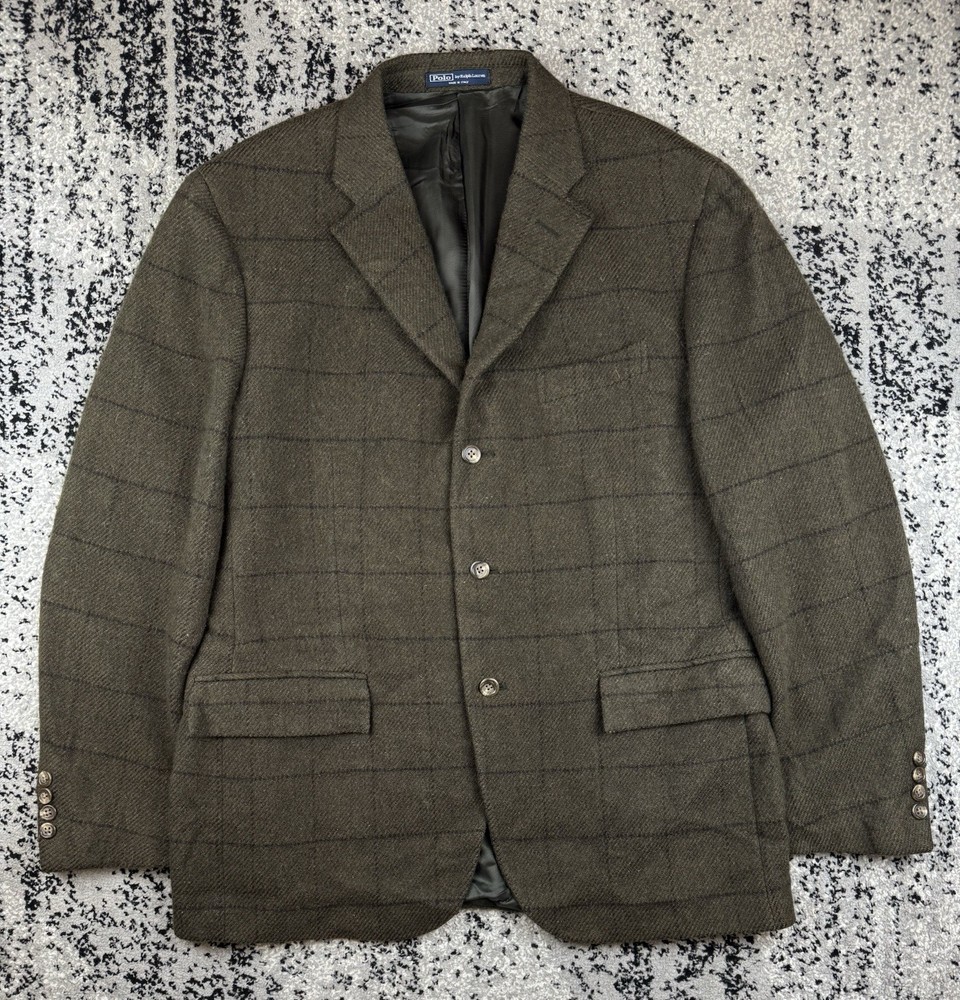 Vintage Ralph Lauren POLO Wool Blazer Men's XL Size Made In Italy