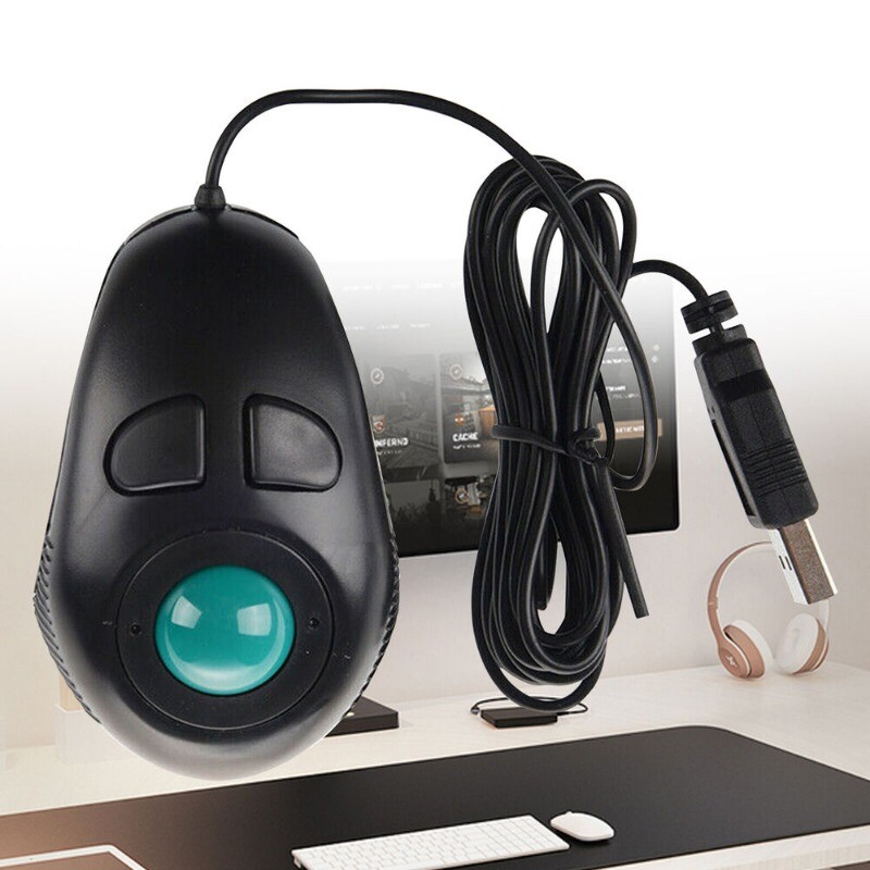 USB Wired Trackball Mouse for PC and Laptop with Finger Control Handheld Design