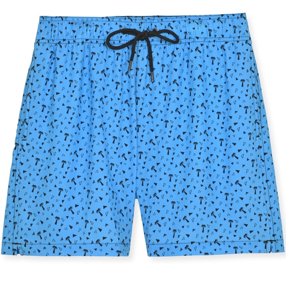 NEW! $78 MR. SWIM ABSTRACT PALM PRINT SWIM TRUNKS BLUE SZ XL-image