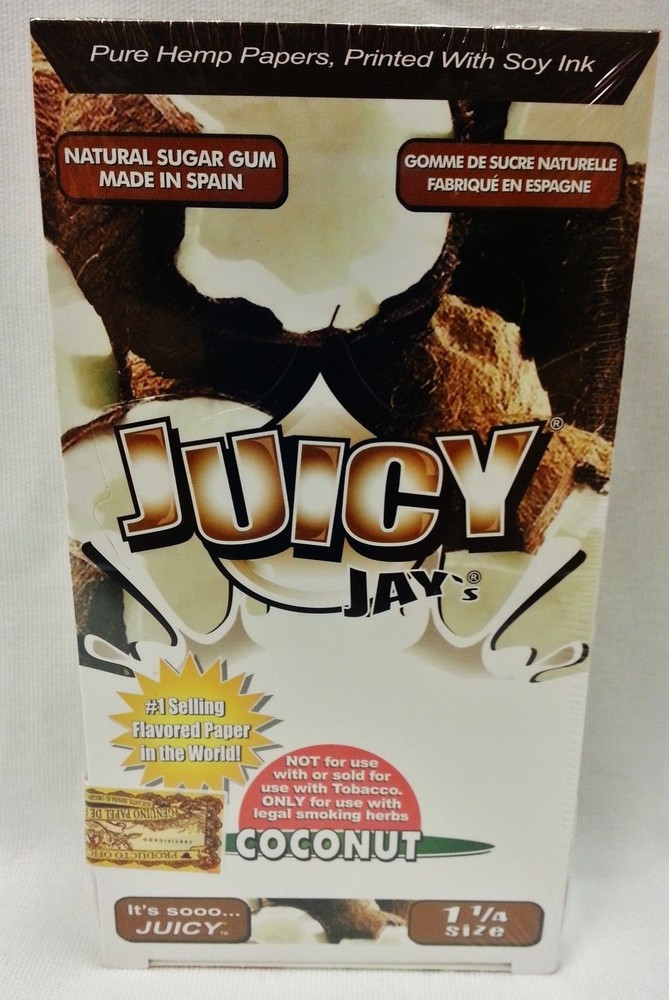 1 Box of Juicy Jay 1 1/4 Coconut Flavor 24 Packs With Free Shipping