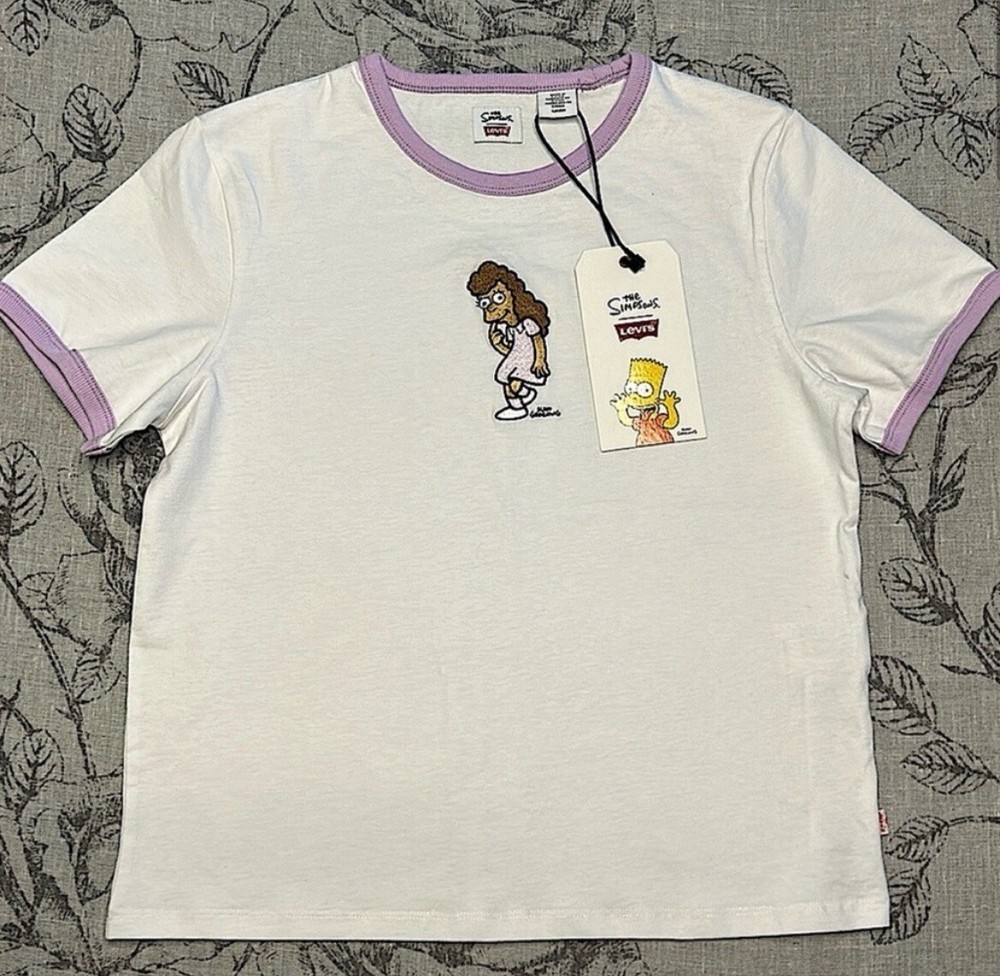 Levi's The Simpsons janey bue ringer t-shirt in white. Size small, NWT
