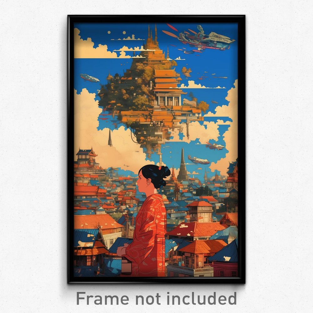 Retro French Psychedelic Movie Poster of a Charming Thai City