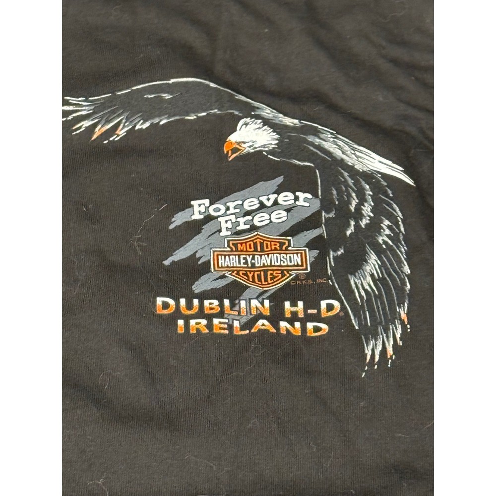 Harley Davidson Eagle Forever Free Dublin Ireland Mens XL T Shirt Hanes Beefy